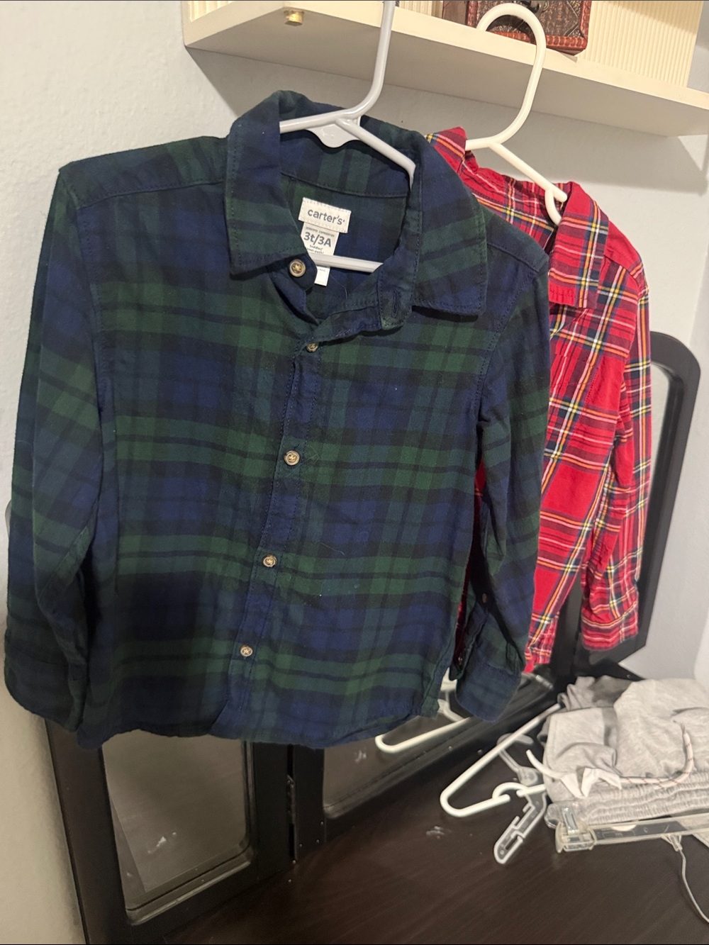 Carter's Navy & Green Plaid Button-Down Shirt